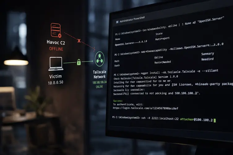 Junior Hacker Used Tailscale and OpenSSH to Keep Access After His C2 Went Offline
